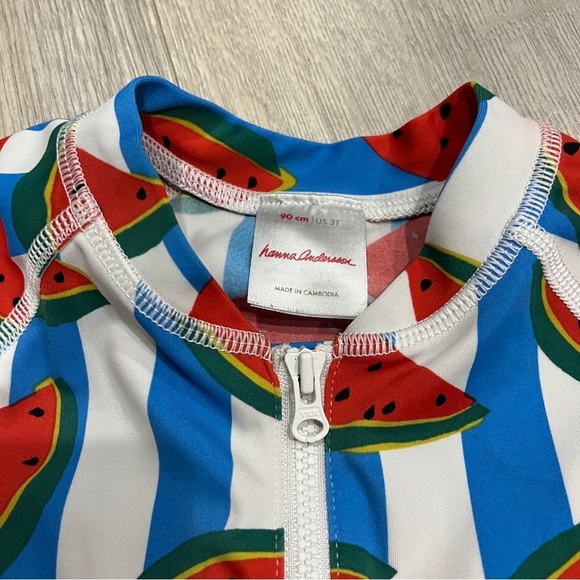 Hanna Andersson Watermelon Striped Kids Swimsuit - Picture 2 of 2